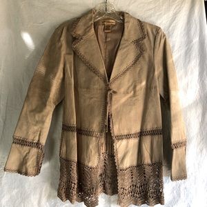 Beautiful vintage light brown suede jacket.